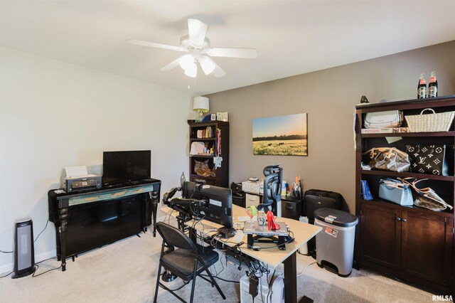 1710 Broeking Rd, Marion, IL 62959 - home office with light colored carpet and a ceiling fan