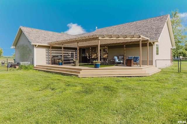 1710 Broeking Rd, Marion, IL 62959 - rear view of house with a pergola, roof with shingles, and a deck