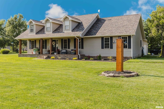 1710 Broeking Rd, Marion, IL 62959 - cape cod house featuring covered porch, roof with shingles, and a front yard