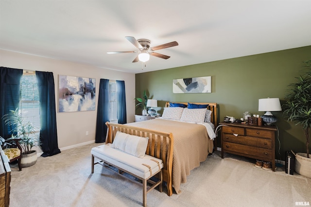 1710 Broeking Rd, Marion, IL 62959 - bedroom with light carpet, a ceiling fan, and baseboards
