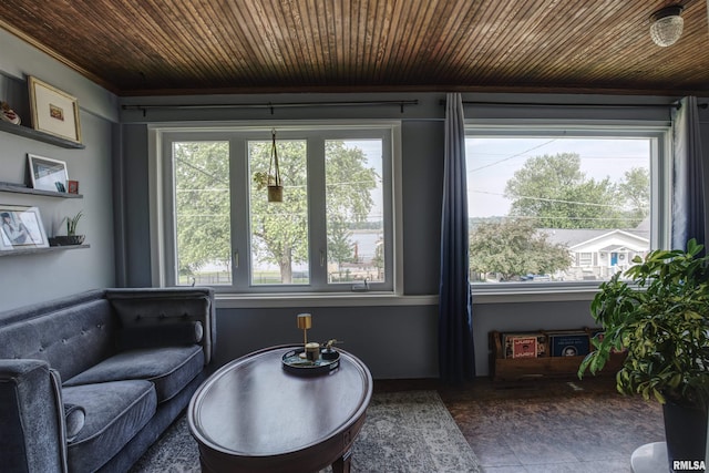 115 4th St, Fulton, IL 61252 - living area with crown molding and wooden ceiling