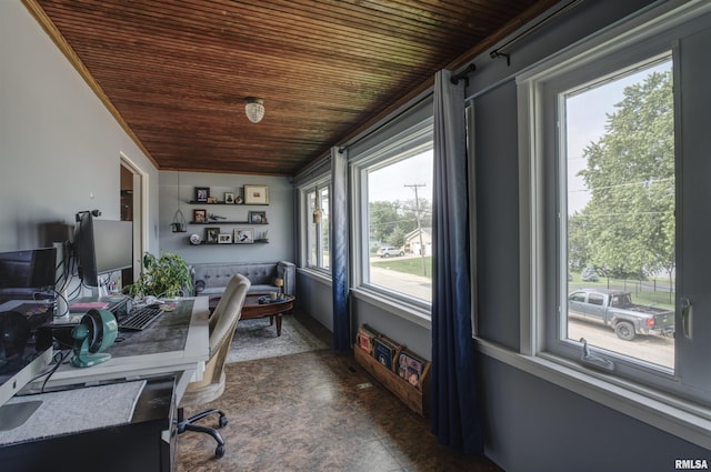 115 4th St, Fulton, IL 61252 - home office with wood ceiling