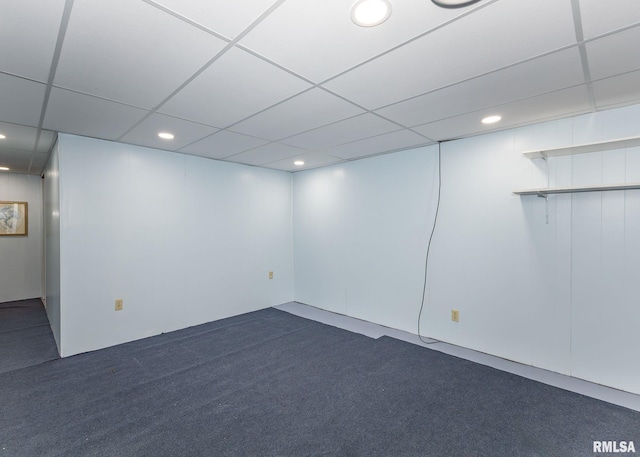 2678 170th Ave, Sherrard, IL 61281 - empty room featuring dark carpet, recessed lighting, and a drop ceiling