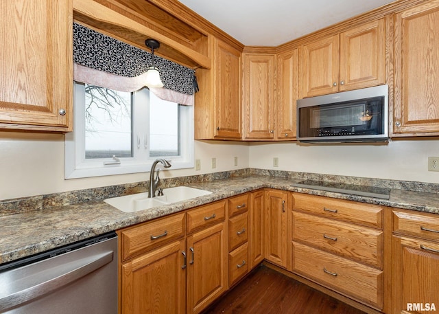 2678 170th Ave, Sherrard, IL 61281 - kitchen with appliances with stainless steel finishes and dark wood-style flooring