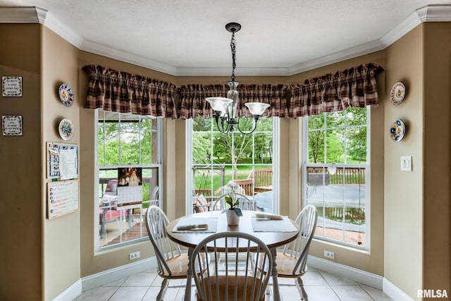 1300 W Brewster Rd, Herrin, IL 62948 - dining space with a chandelier, crown molding, and light tile patterned floors