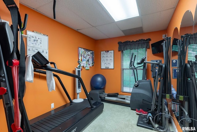 1300 W Brewster Rd, Herrin, IL 62948 - workout area with a paneled ceiling and carpet