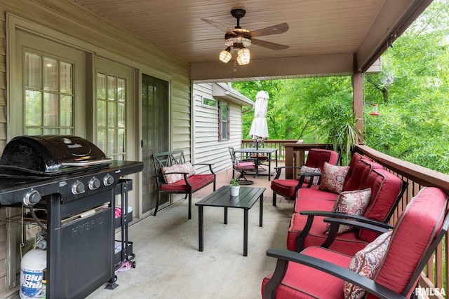 1300 W Brewster Rd, Herrin, IL 62948 - view of patio with grilling area, a ceiling fan, and outdoor dining area