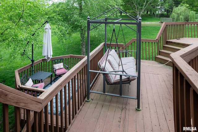 1300 W Brewster Rd, Herrin, IL 62948 - wooden deck with a lawn