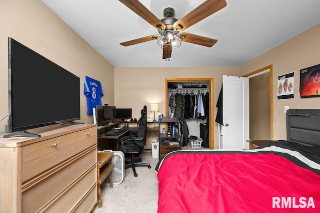 1623 Alcoa Ave, Bettendorf, IA 52722 - carpeted bedroom with a desk, a closet, and a ceiling fan