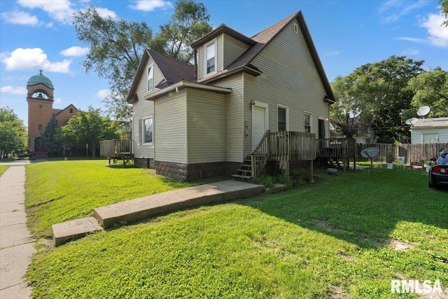 1045-1047 12th St, Rock Island, IL 61201 - view of home's exterior with a wooden deck