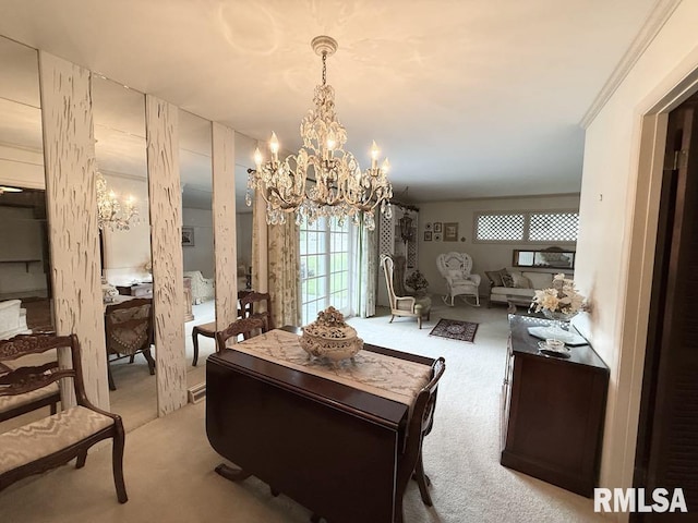 1701 Julianne Dr, Marion, IL 62959 - dining space with light carpet and a chandelier