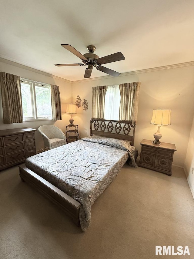 1701 Julianne Dr, Marion, IL 62959 - carpeted bedroom with a ceiling fan and ornamental molding