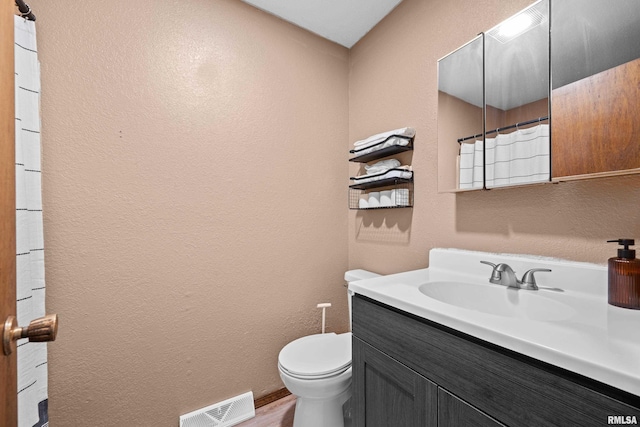 3796 160th St, Bryant, IA 52727 - bathroom with a textured wall, vanity, and curtained shower