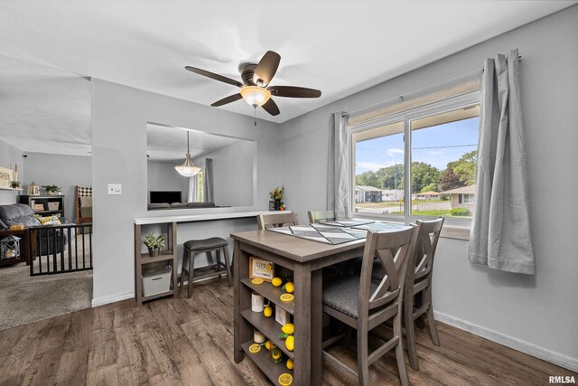 404 34th Ave, East Moline, IL 61244 - dining space with ceiling fan and wood finished floors