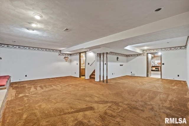 4319 7th Ave, Moline, IL 61265 - finished basement with carpet flooring and stairs