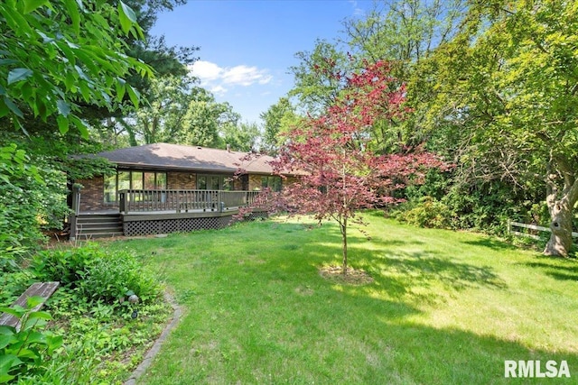 4319 7th Ave, Moline, IL 61265 - view of green lawn featuring a wooden deck