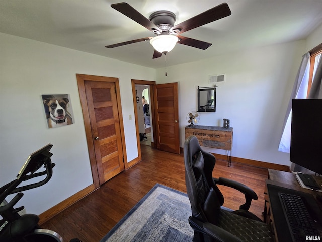 610 NW 6th St, Aledo, IL 61231 - office with a ceiling fan and wood finished floors