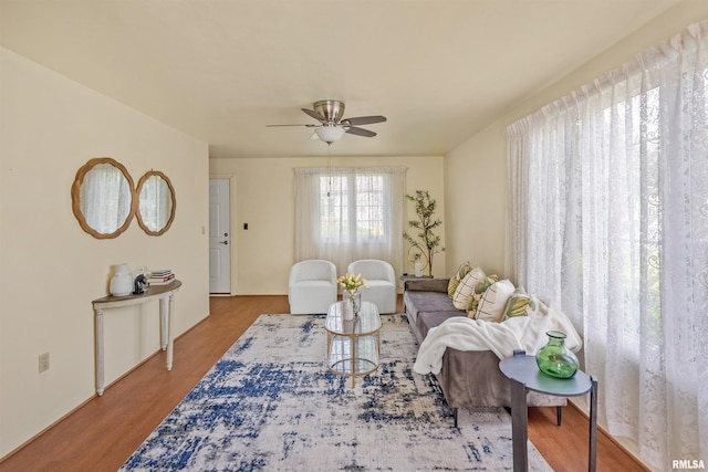 3626 15th Avenue Ct, Moline, IL 61265 - living area featuring a ceiling fan and wood finished floors