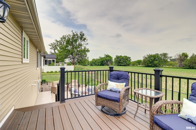 101 Prairie View Ct, Clinton, IA 52732 - wooden terrace with a lawn