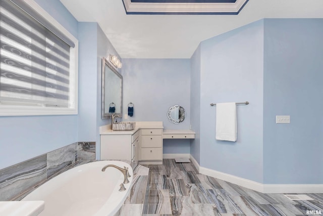 5541 Pigeon Creek Rd, Bettendorf, IA 52722 - bathroom featuring vanity and a garden tub