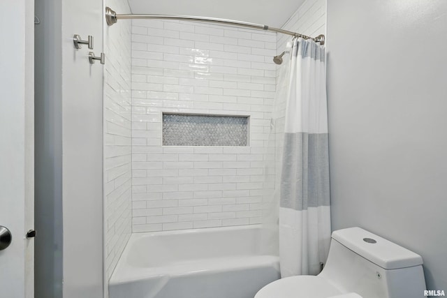 3770 153rd St, Blue Grass, IA 52726 - bathroom featuring toilet and shower / bath combination with curtain