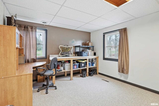 3770 153rd St, Blue Grass, IA 52726 - carpeted office space featuring a paneled ceiling and plenty of natural light