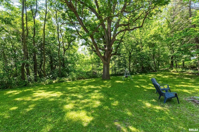 3123 Commodore St, Davenport, IA 52802 - view of green lawn featuring a wooded view