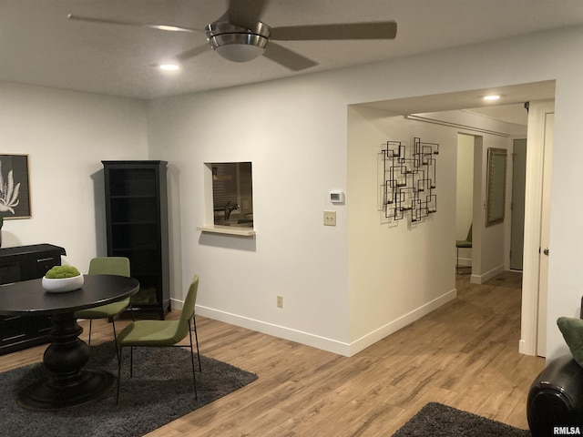 1862 53rd St, Moline, IL 61265 - dining area with a ceiling fan, wood finished floors, and recessed lighting