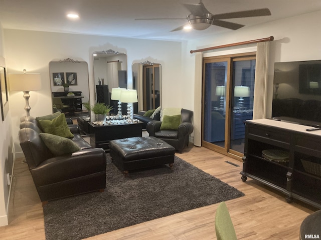 1862 53rd St, Moline, IL 61265 - living area with a ceiling fan, light wood finished floors, and recessed lighting