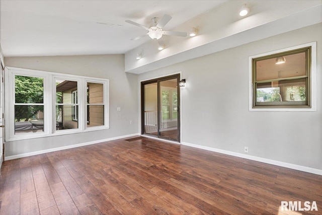 3611 75th St, Moline, IL 61265 - spare room featuring lofted ceiling, hardwood / wood-style flooring, and ceiling fan