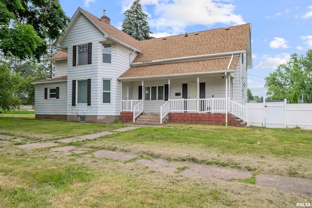 320 16th Ave N, Clinton, IA 52732 - view of front of property with roof with shingles, a porch, a chimney, and a gate
