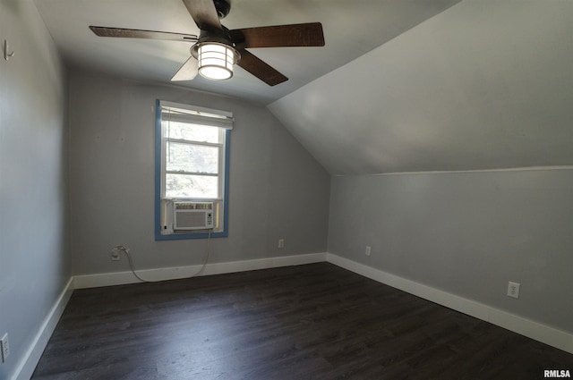 828 10th Ave, Fulton, IL 61252 - bonus room featuring cooling unit, dark wood-style flooring, lofted ceiling, and ceiling fan
