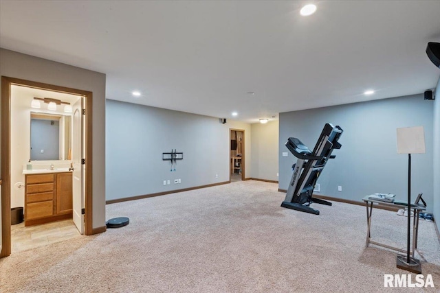 6234 Mississippi Ave, Davenport, IA 52807 - exercise area with light colored carpet and recessed lighting