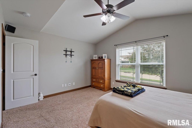 6234 Mississippi Ave, Davenport, IA 52807 - carpeted bedroom featuring lofted ceiling and a ceiling fan