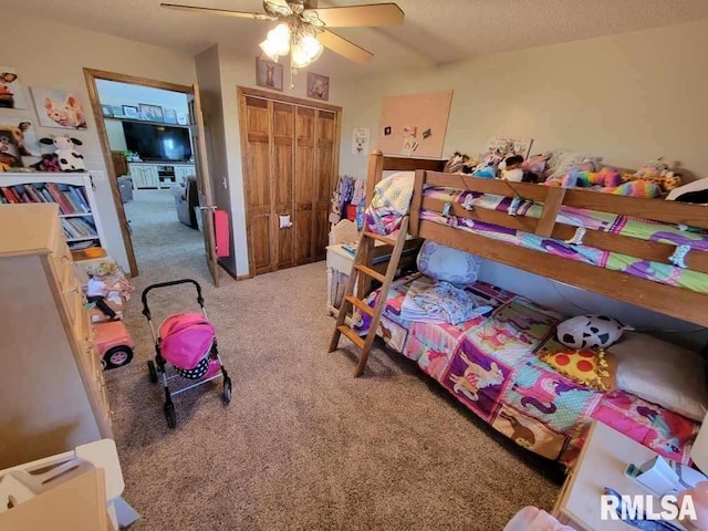 313 Double C Farm Ln, Dongola, IL 62964 - bedroom featuring carpet floors, a closet, and ceiling fan