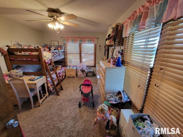 313 Double C Farm Ln, Dongola, IL 62964 - carpeted bedroom with a textured ceiling and ceiling fan