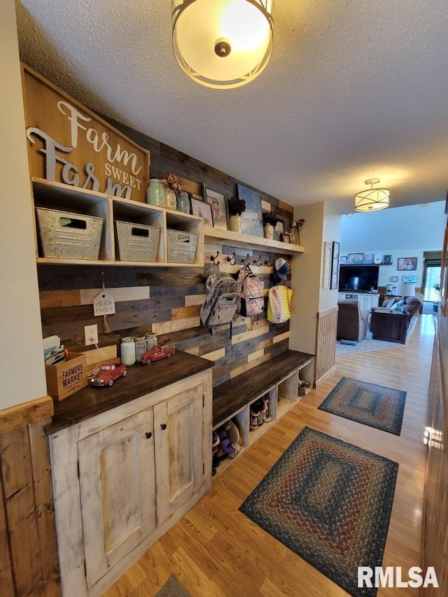 313 Double C Farm Ln, Dongola, IL 62964 - mudroom featuring a textured ceiling and light wood-style flooring