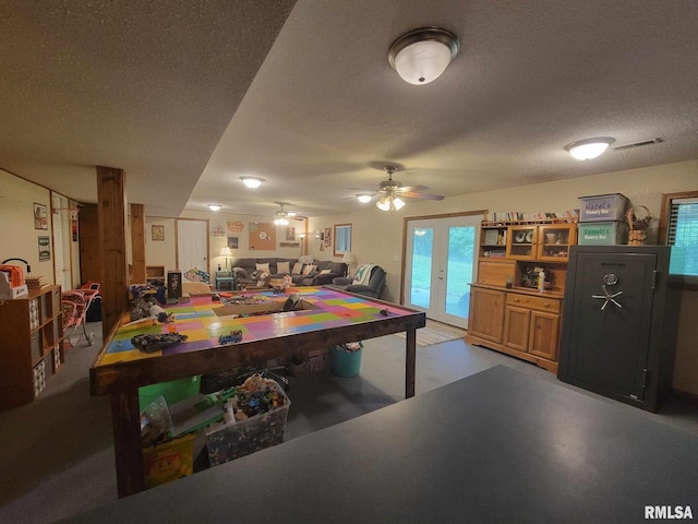 313 Double C Farm Ln, Dongola, IL 62964 - recreation room with a textured ceiling and a ceiling fan