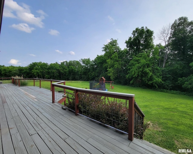 313 Double C Farm Ln, Dongola, IL 62964 - deck featuring a playground and a yard