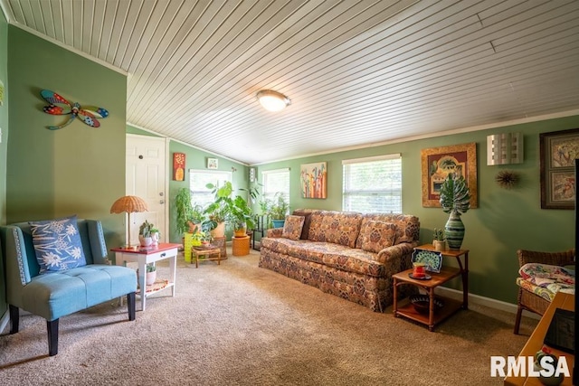 705 S Hadfield St, Marion, IL 62959 - carpeted living area with wooden ceiling, vaulted ceiling, and ornamental molding