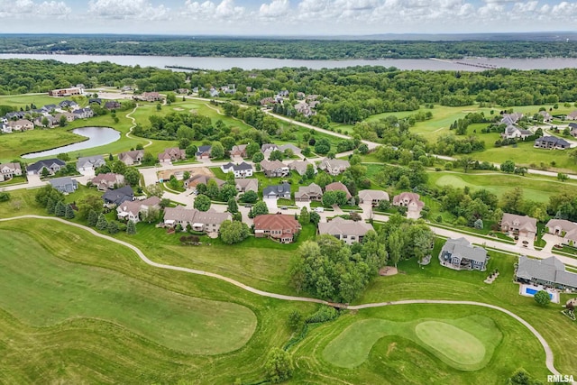 11 Sandstone Ct, Le Claire, IA 52753 - aerial perspective of suburban area featuring a large body of water and a golf course