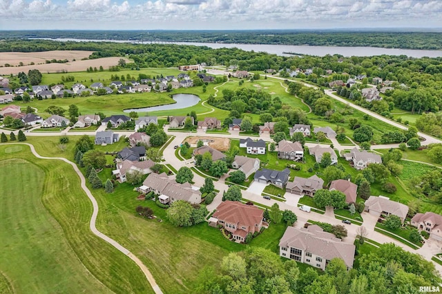 11 Sandstone Ct, Le Claire, IA 52753 - aerial perspective of suburban area with a nearby body of water and a local golf course