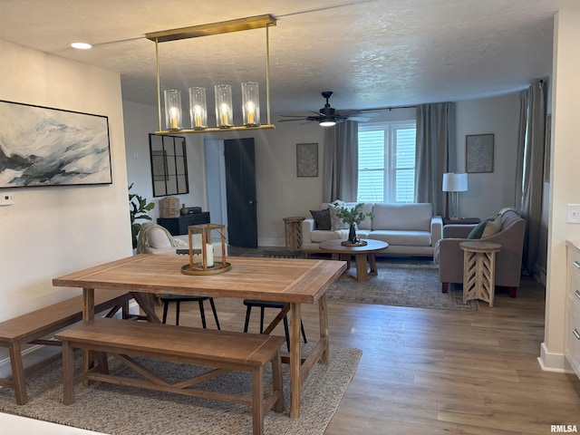 323 N Vail St, Geneseo, IL 61254 - dining area featuring wood finished floors, ceiling fan, and a chandelier
