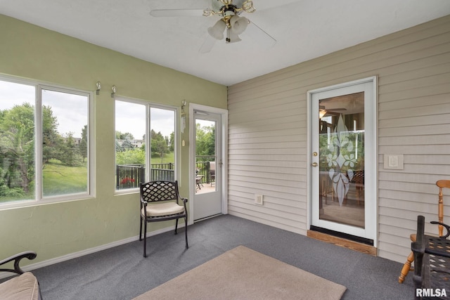 1010 Meadows Cir, Bettendorf, IA 52722 - sunroom / solarium featuring ceiling fan and healthy amount of natural light