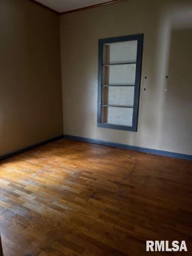 313 E 4th St, West Frankfort, IL 62896 - spare room with wood finished floors, built in features, and ornamental molding