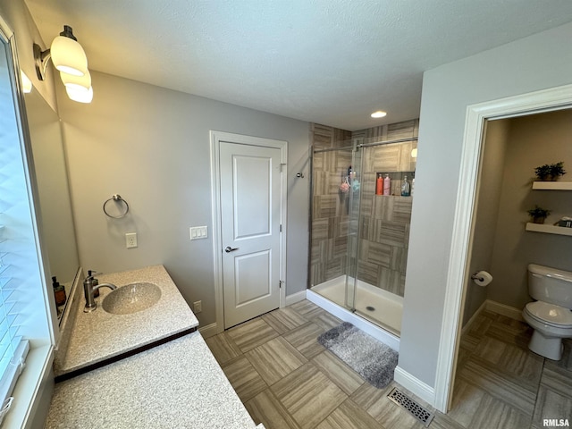 10509 N Butterfly Dr, Dunlap, IL 61525 - full bath with a shower stall, vanity, recessed lighting, and a textured ceiling