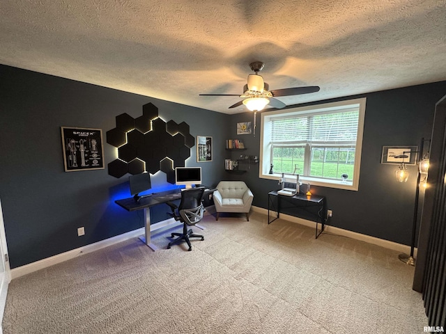 10509 N Butterfly Dr, Dunlap, IL 61525 - office space with a ceiling fan, carpet flooring, and a textured ceiling