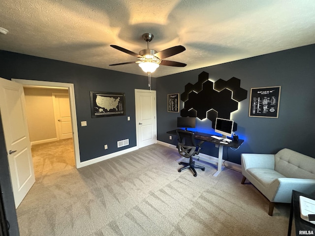 10509 N Butterfly Dr, Dunlap, IL 61525 - carpeted office space featuring ceiling fan and a textured ceiling