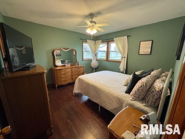 1316 2nd St, Camanche, IA 52730 - bedroom featuring wood finished floors and ceiling fan