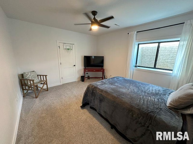1722 17th St, De Witt, IA 52742 - carpeted bedroom with baseboards and ceiling fan